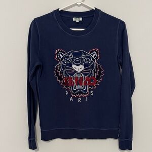 Kenzo Blue Sweatshirt with Tiger Motif as is